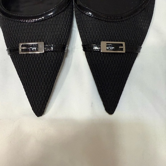 Saint Laurent Black Oxalis Textured Slingback Heels Size 37 - Picture 2 of 6